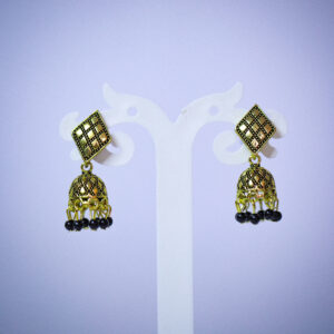 Black geometric jhumkas